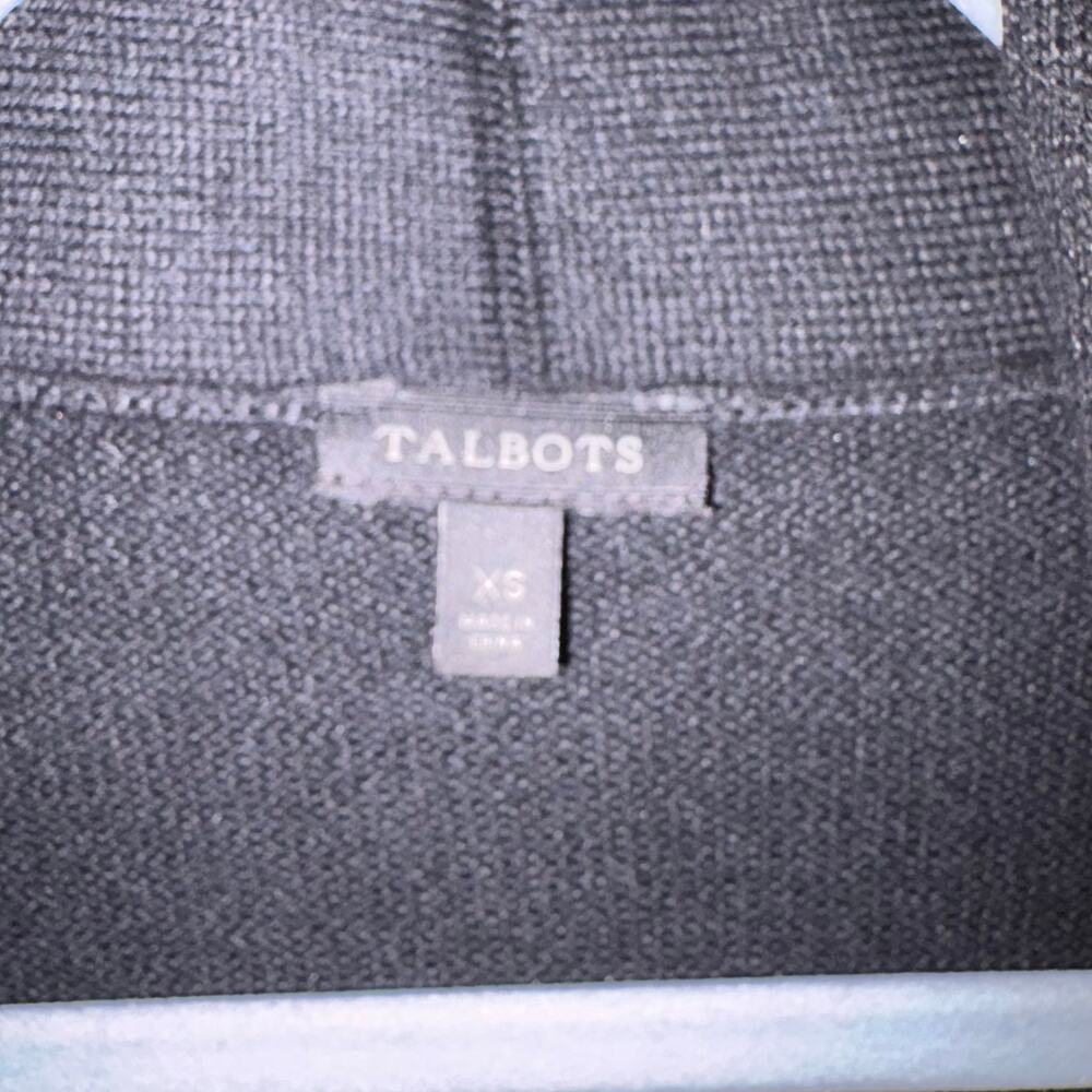Talbots Black Open Front Long Cardigan Sweater XS Pockets Cotton Blend - Picture 6 of 6